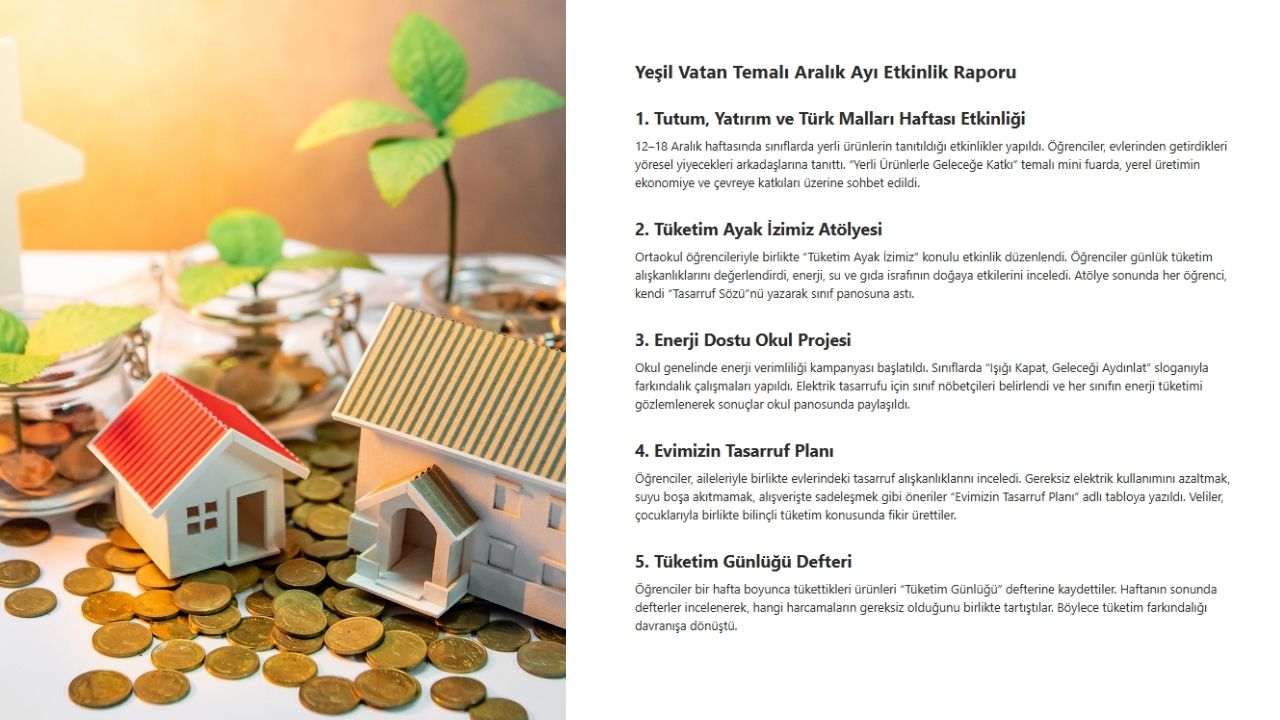 Yeşil Vatan Temalı Aralık Ayı Etkinlik Raporu