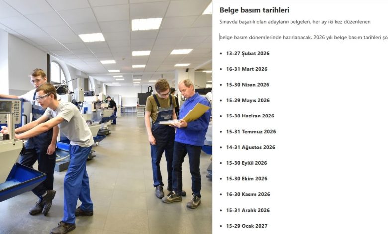 İş Pedagojisi (Usta Öğreticilik) 2026 Sınav ve Belge Takvimi